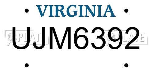 UJM6392 Virginia License Plate