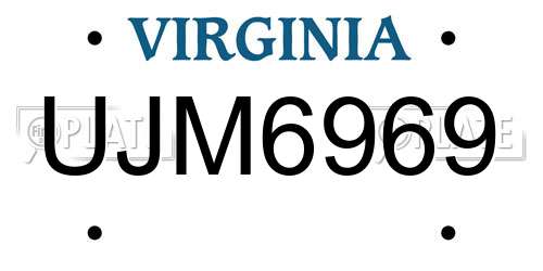UJM6969 Virginia License Plate