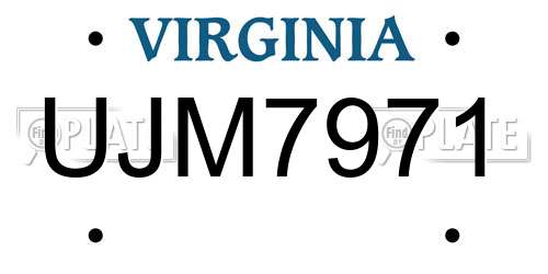 UJM7971 Virginia License Plate