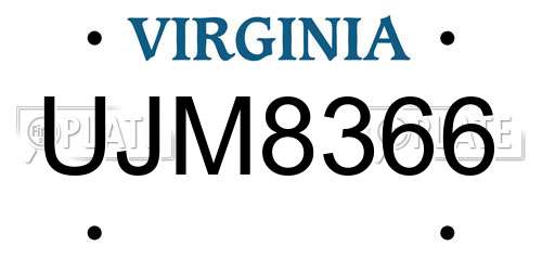 UJM8366 Virginia License Plate