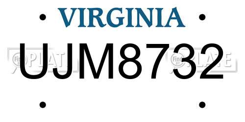 UJM8732 Virginia License Plate