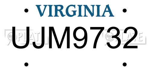 UJM9732 Virginia License Plate