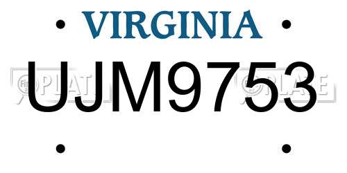 UJM9753 Virginia License Plate