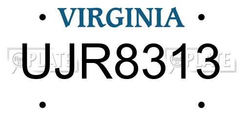 UJR8313 Virginia License Plate