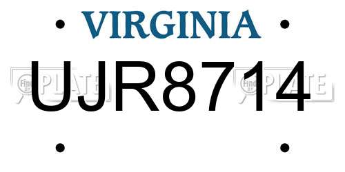 UJR8714 Virginia License Plate