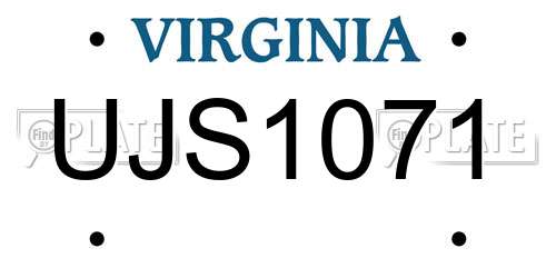 UJS1071 Virginia License Plate