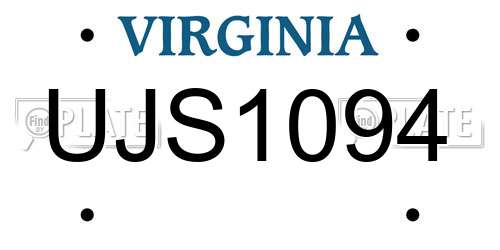UJS1094 Virginia License Plate