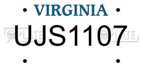 UJS1107 Virginia License Plate