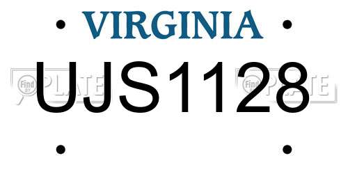 UJS1128 Virginia License Plate