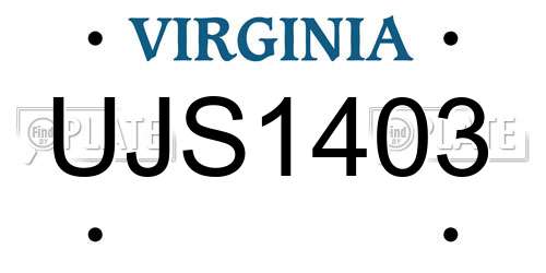 UJS1403 Virginia License Plate