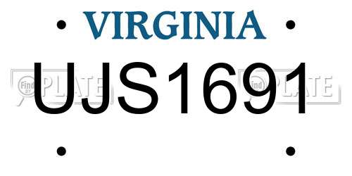 UJS1691 Virginia License Plate