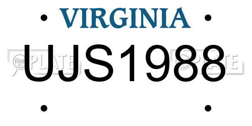 UJS1988 Virginia License Plate