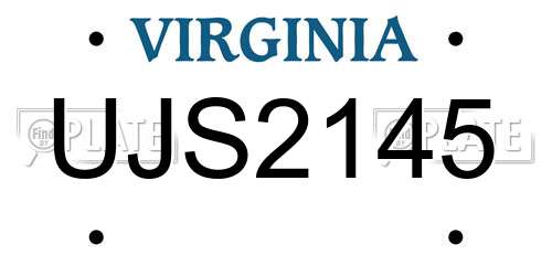 UJS2145 Virginia License Plate