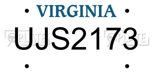 UJS2173 Virginia License Plate