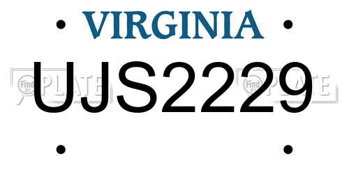 UJS2229 Virginia License Plate