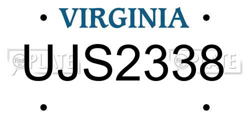 UJS2338 Virginia License Plate