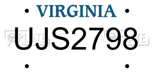 UJS2798 Virginia License Plate