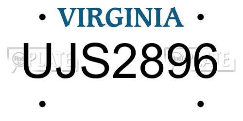 UJS2896 Virginia License Plate