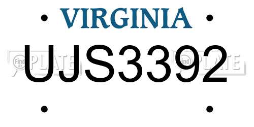 UJS3392 Virginia License Plate