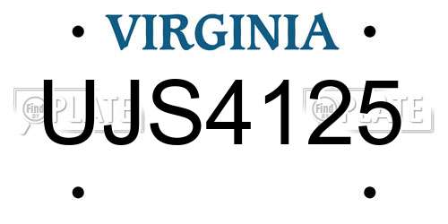 UJS4125 Virginia License Plate