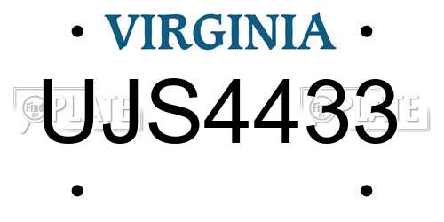 UJS4433 Virginia License Plate