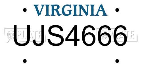 UJS4666 Virginia License Plate