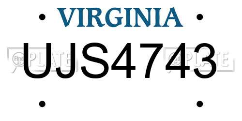 UJS4743 Virginia License Plate