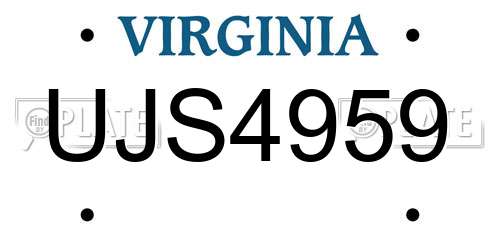 UJS4959 Virginia License Plate