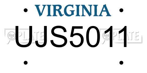 UJS5011 Virginia License Plate