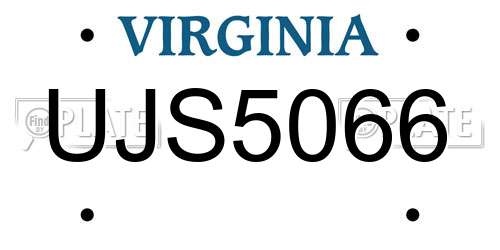 UJS5066 Virginia License Plate