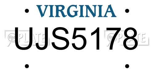 UJS5178 Virginia License Plate