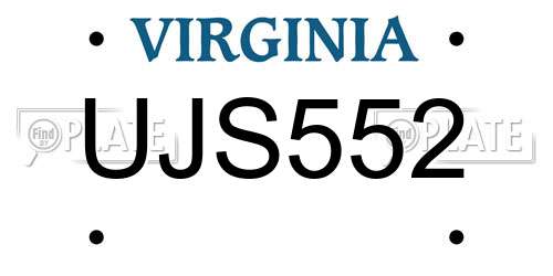 UJS552 Virginia License Plate