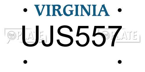 UJS557 Virginia License Plate