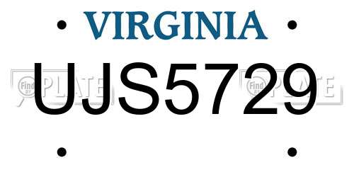 UJS5729 Virginia License Plate
