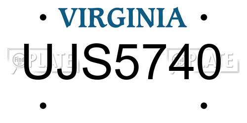 UJS5740 Virginia License Plate