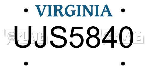 UJS5840 Virginia License Plate