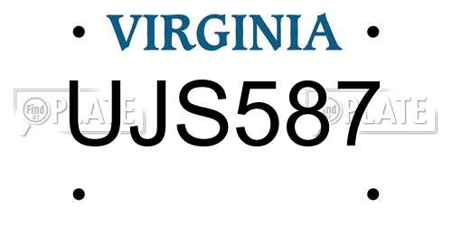UJS587 Virginia License Plate