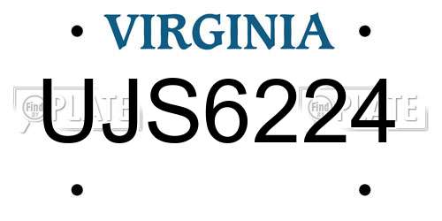 UJS6224 Virginia License Plate