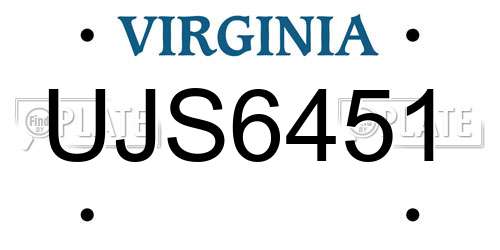 UJS6451 Virginia License Plate