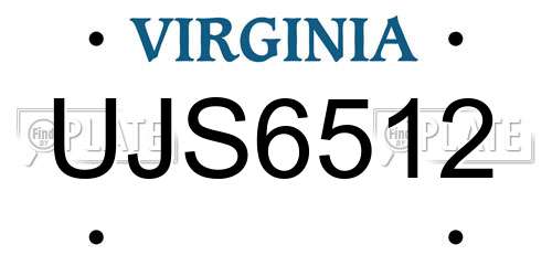 UJS6512 Virginia License Plate