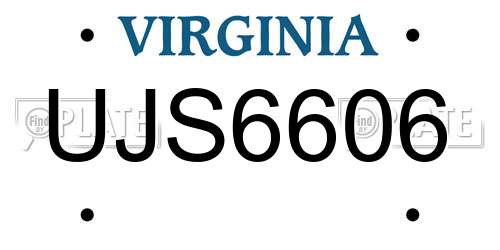 UJS6606 Virginia License Plate
