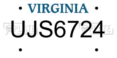 UJS6724 Virginia License Plate