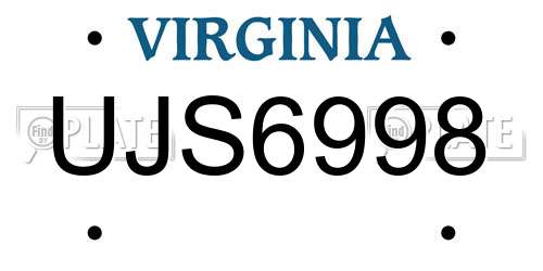 UJS6998 Virginia License Plate
