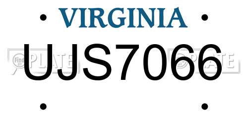 UJS7066 Virginia License Plate