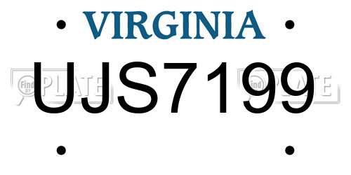 UJS7199 Virginia License Plate