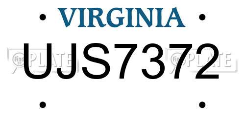 UJS7372 Virginia License Plate