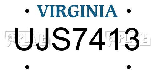 UJS7413 Virginia License Plate