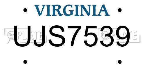 UJS7539 Virginia License Plate
