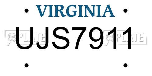 UJS7911 Virginia License Plate