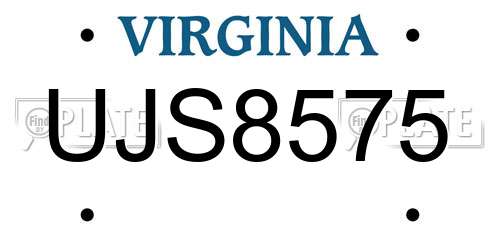 UJS8575 Virginia License Plate